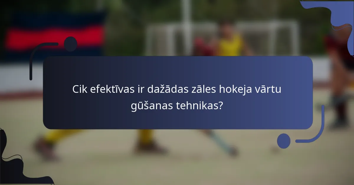 Cik efektīvas ir dažādas zāles hokeja vārtu gūšanas tehnikas?