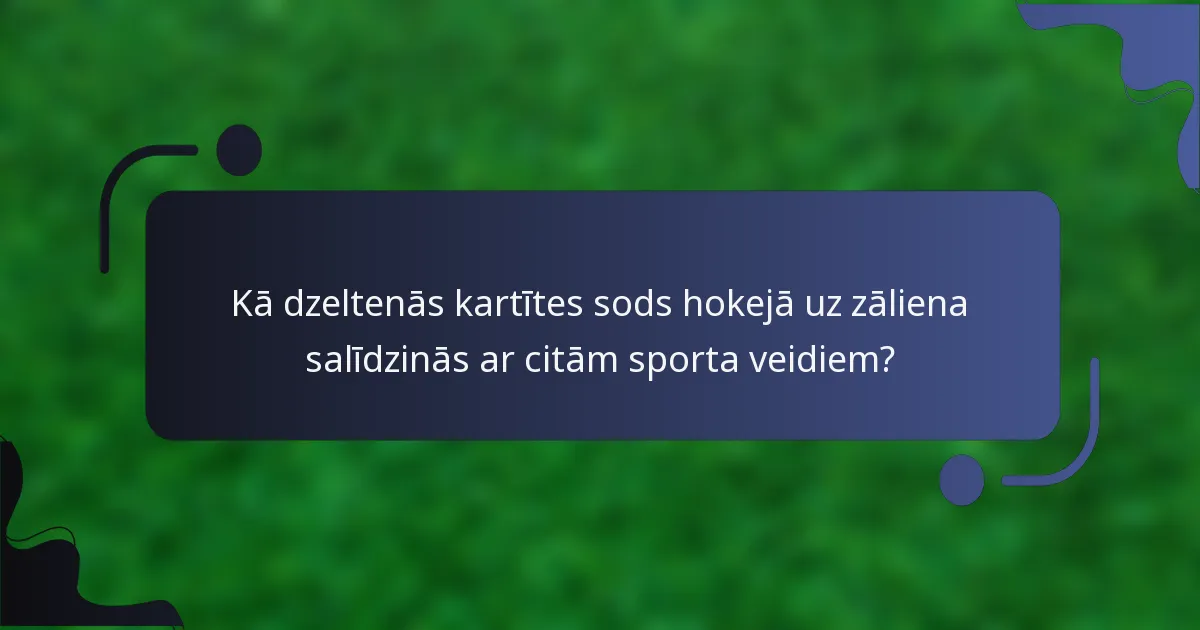 Kā dzeltenās kartītes sods hokejā uz zāliena salīdzinās ar citām sporta veidiem?