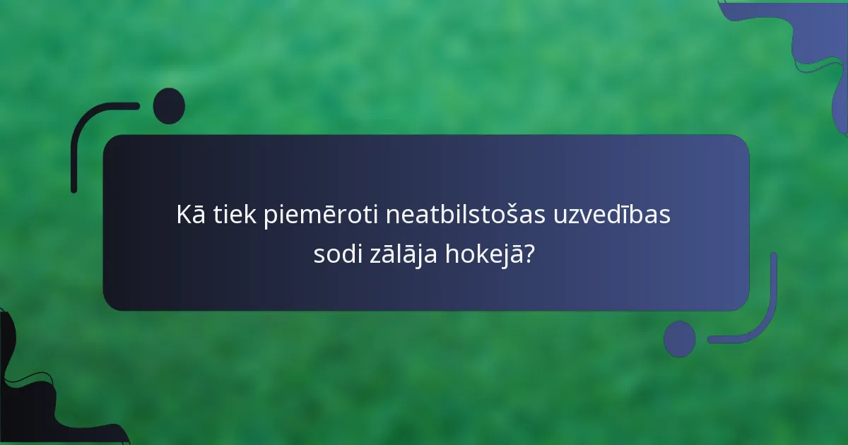 Kā tiek piemēroti neatbilstošas uzvedības sodi zālāja hokejā?
