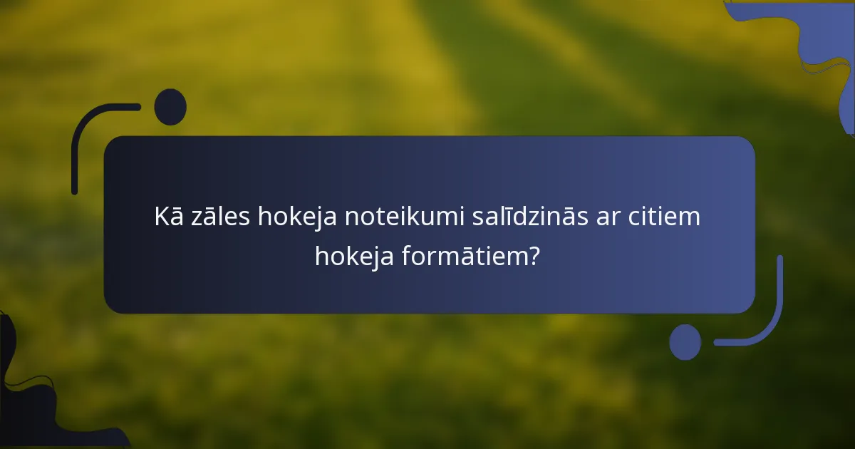 Kā zāles hokeja noteikumi salīdzinās ar citiem hokeja formātiem?