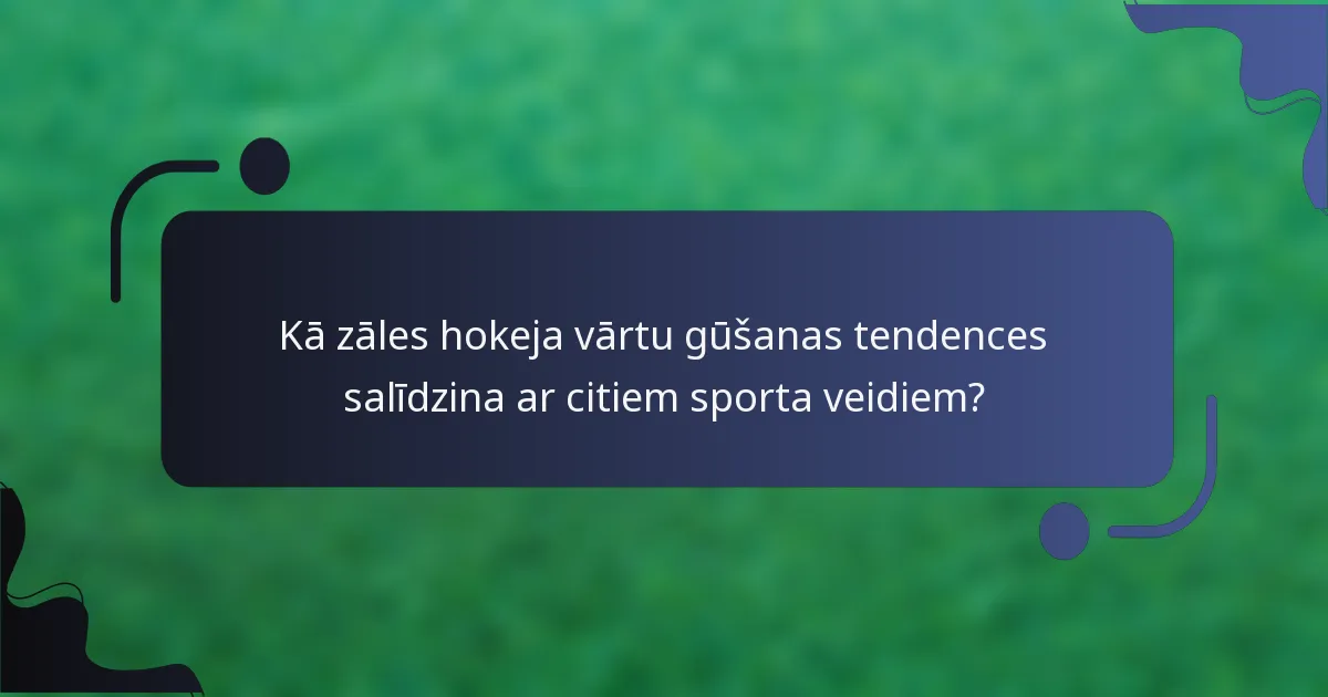Kā zāles hokeja vārtu gūšanas tendences salīdzina ar citiem sporta veidiem?