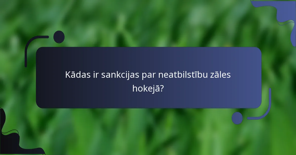 Kādas ir sankcijas par neatbilstību zāles hokejā?