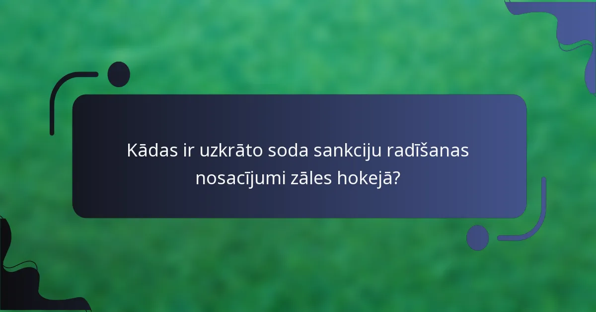 Kādas ir uzkrāto soda sankciju radīšanas nosacījumi zāles hokejā?
