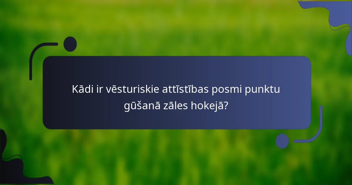 Kādi ir vēsturiskie attīstības posmi punktu gūšanā zāles hokejā?