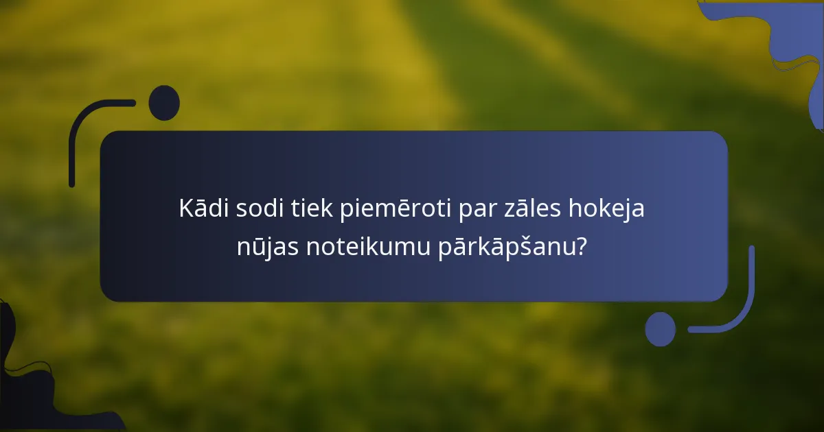 Kādi sodi tiek piemēroti par zāles hokeja nūjas noteikumu pārkāpšanu?